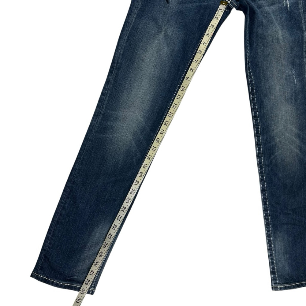 Miss Me Sunny Skinny Jeans Women’s Size 31 Blue Y2K Thick White Stitching - Picture 5 of 12